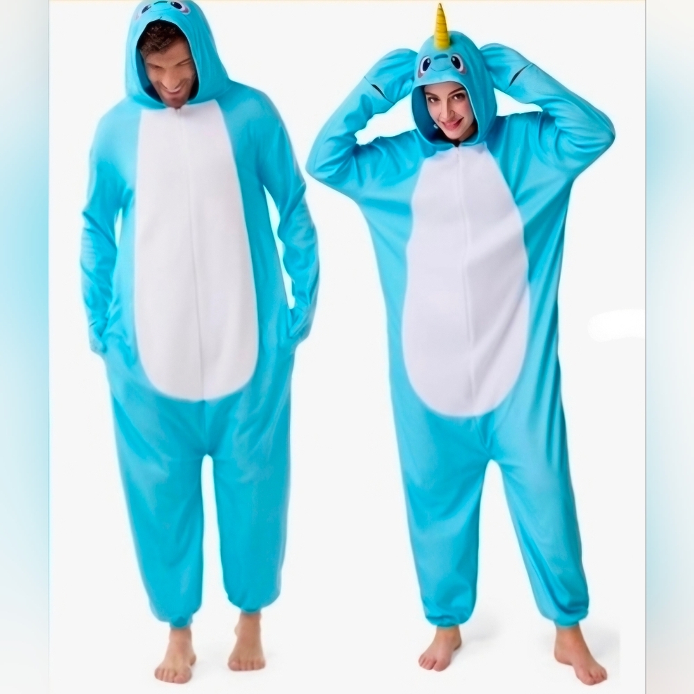 Large Narwhal Hooded Onesie - Pajama, Costume For Adults